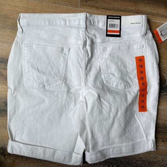 DKNY White Bermuda Shorts, Cotton Blend, 16, NWT - Picture 9 of 9